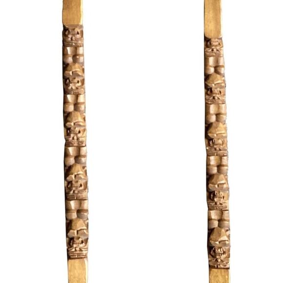 Vintage Large 41" Fork Spoon Set Wood Carved Tiki/Totem Handle 1970s Wall Decor - Picture 8 of 9